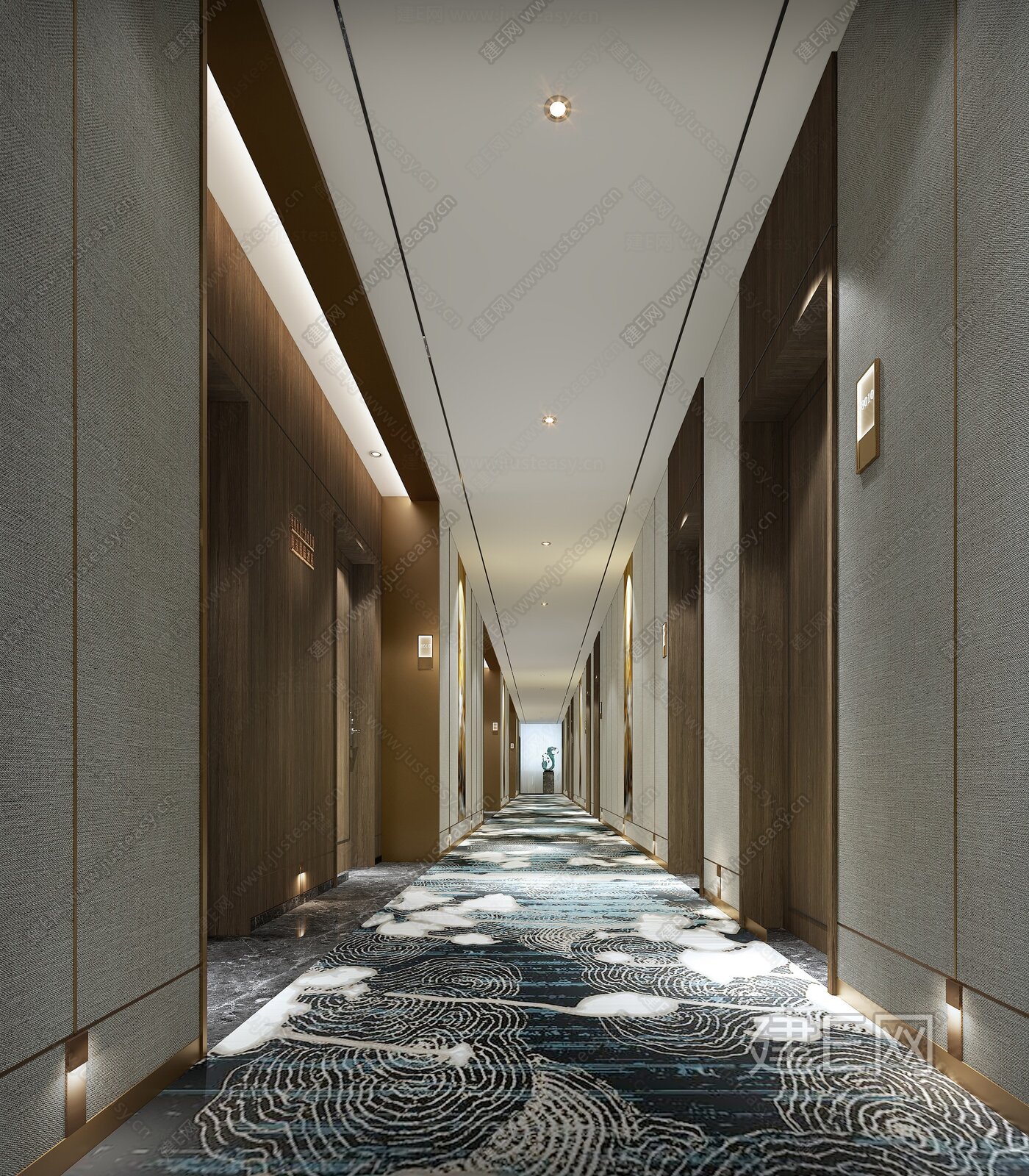 【新中式酒店宾馆客房走道3d模型】建E网_新中式酒店宾馆客房走道3d模型下载[ID:104155091]_打造3d新中式酒店宾馆客房走道模型 ...