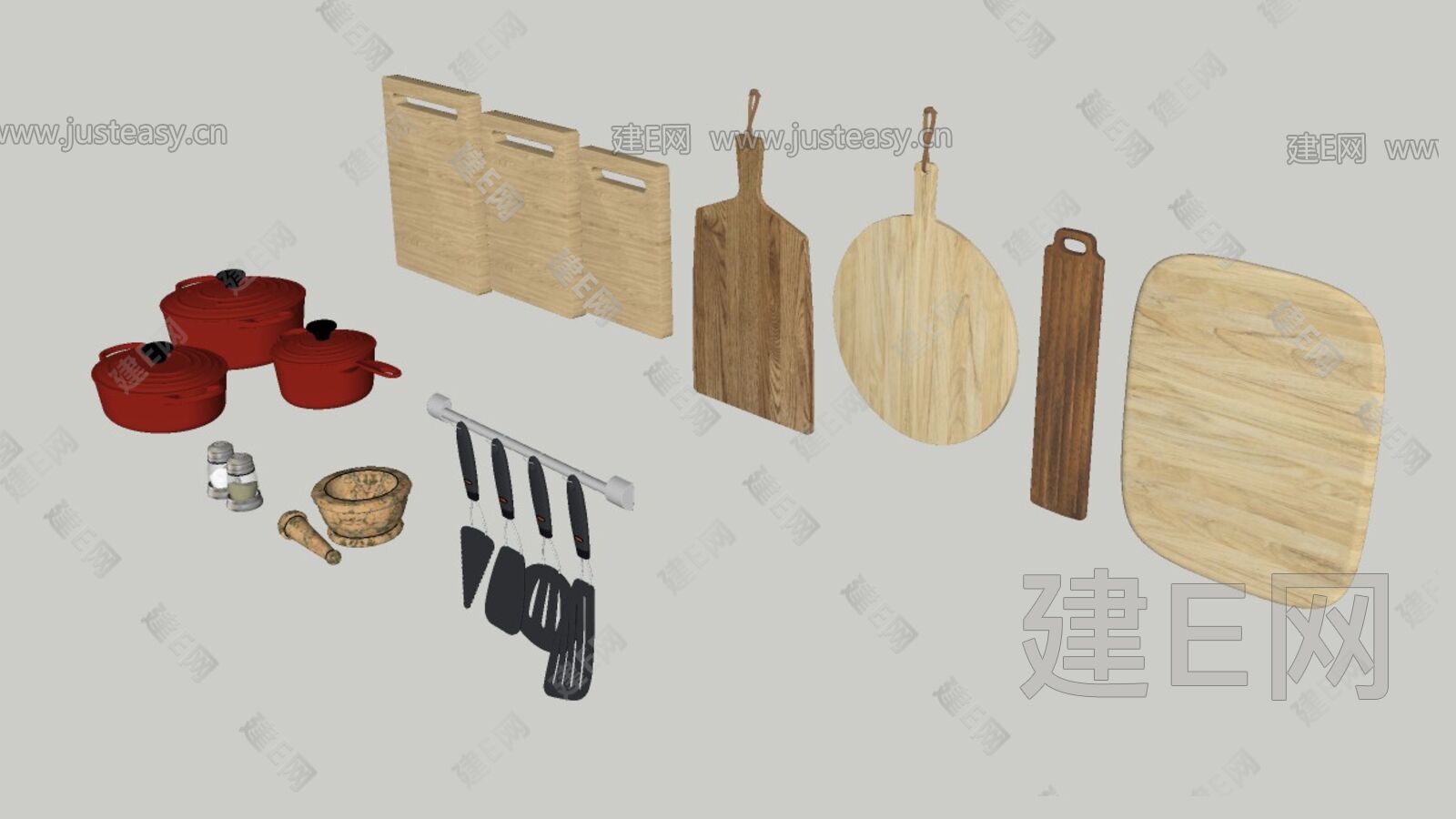 锅碗瓢盆 厨房摆件3d模型下载_ID12210197_3dmax免费模型-欧模网