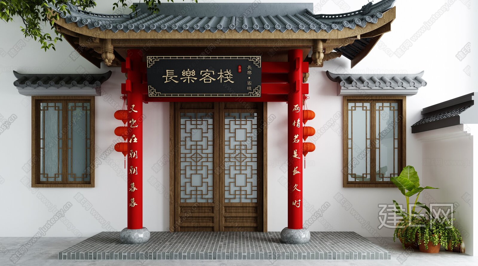 新中式庭院门厅大门牌坊