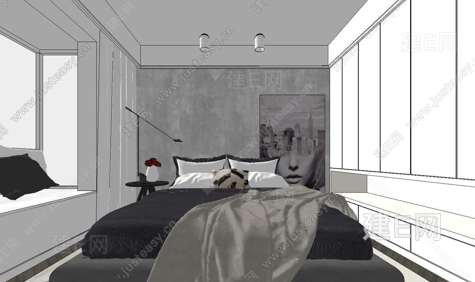 现代风格整体家装模型SU模型下载[ID:101728256]_建E室内设计网