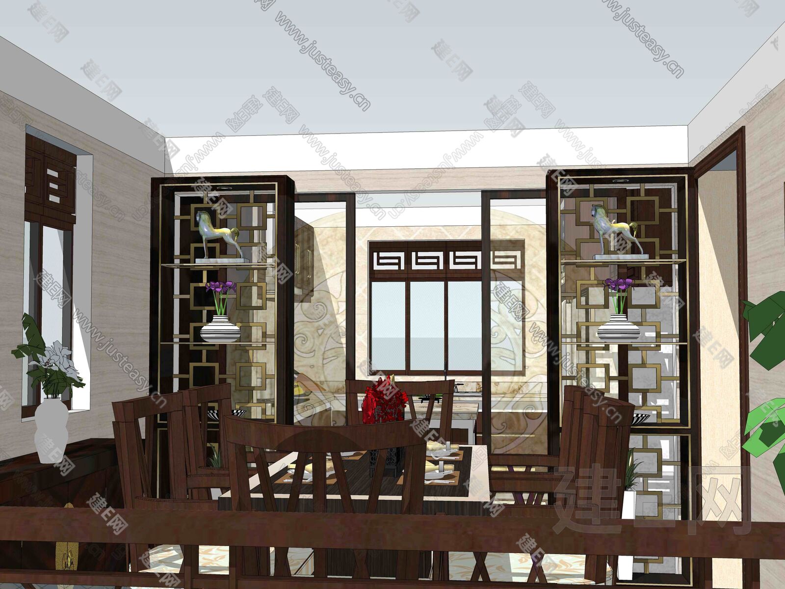 新中式别墅 模型SU模型下载[ID:102318318]_建e网su模型