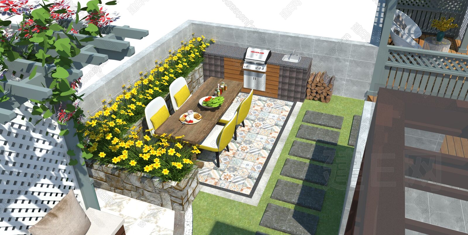 法式屋顶花园模型SU模型下载[ID:103170144]_建E室内设计网