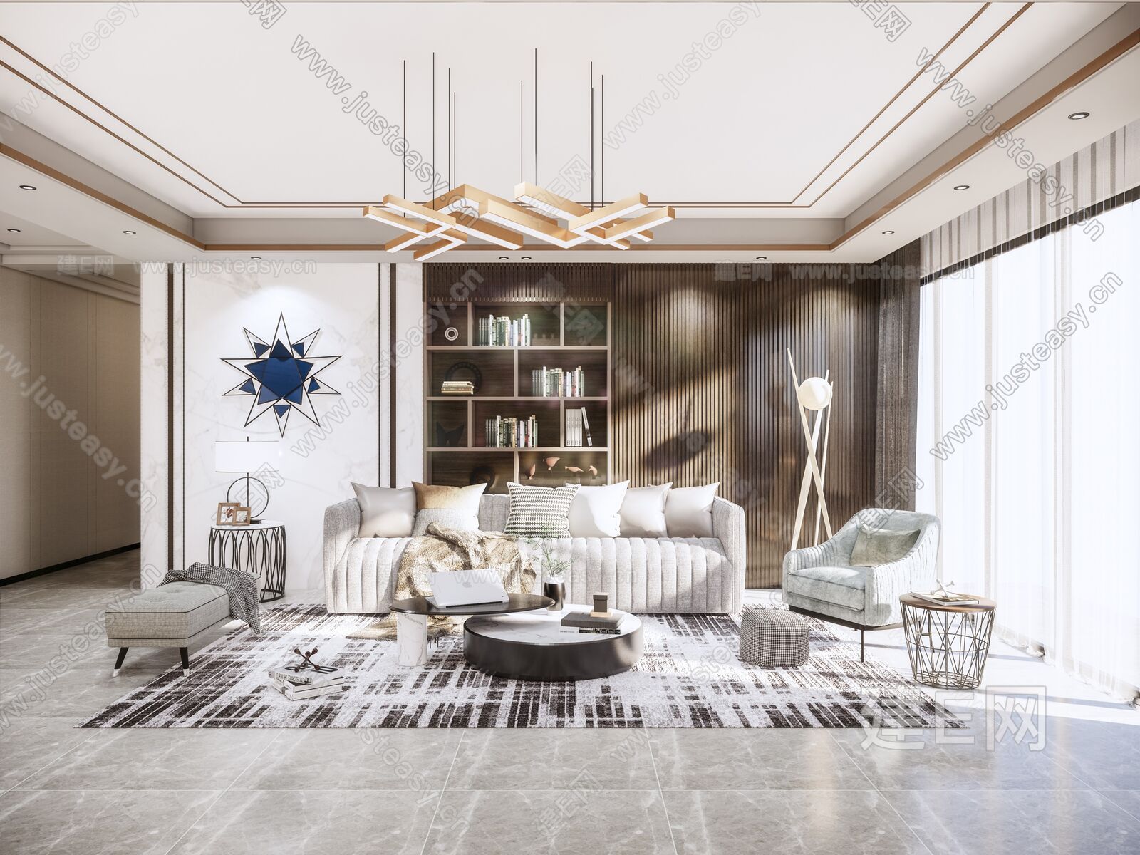 现代客厅模型SU模型下载[ID:103628963]_建e网su模型