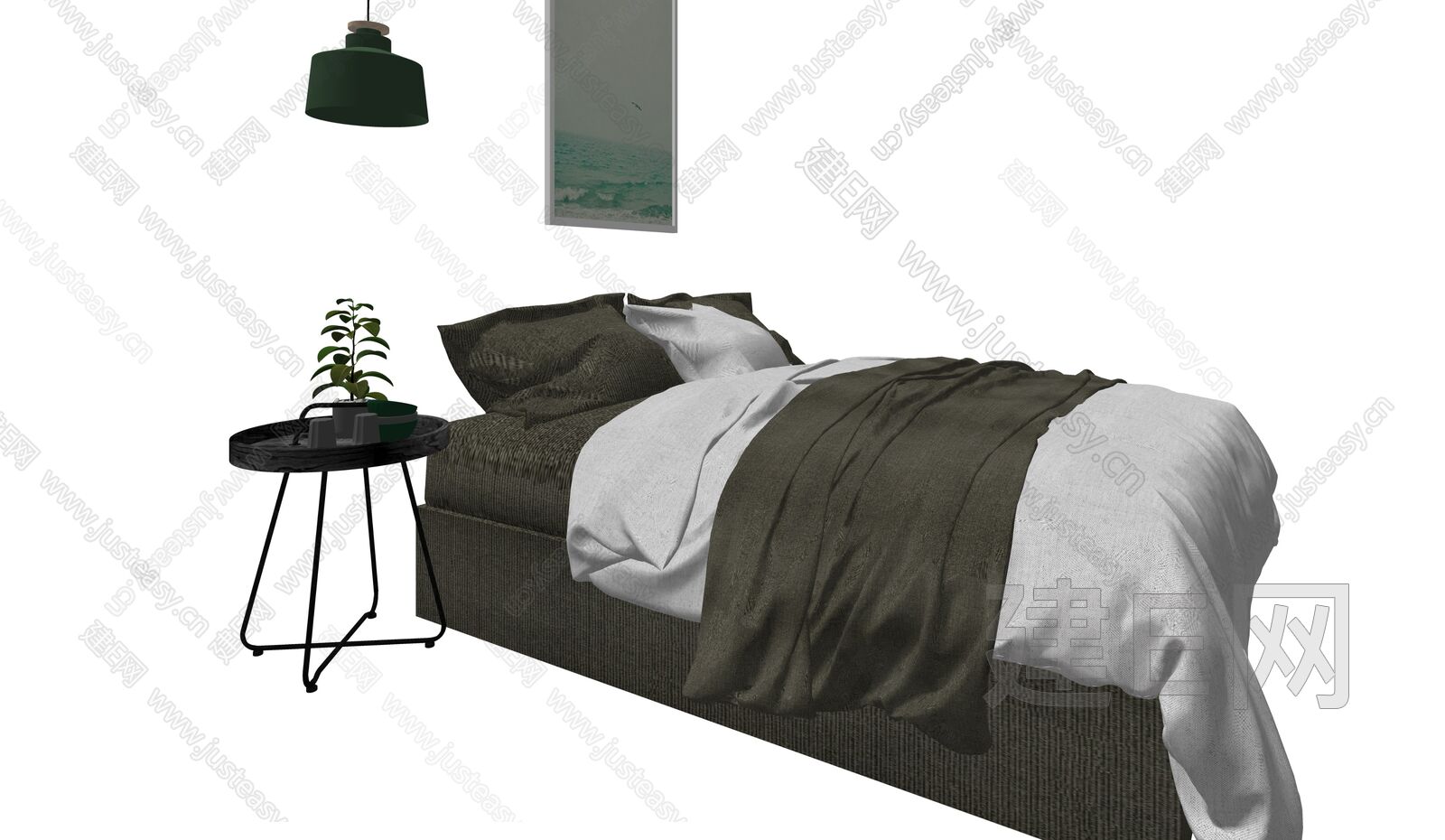 飞森 新中式卧室双人床_设计素材库免费下载-美间设计