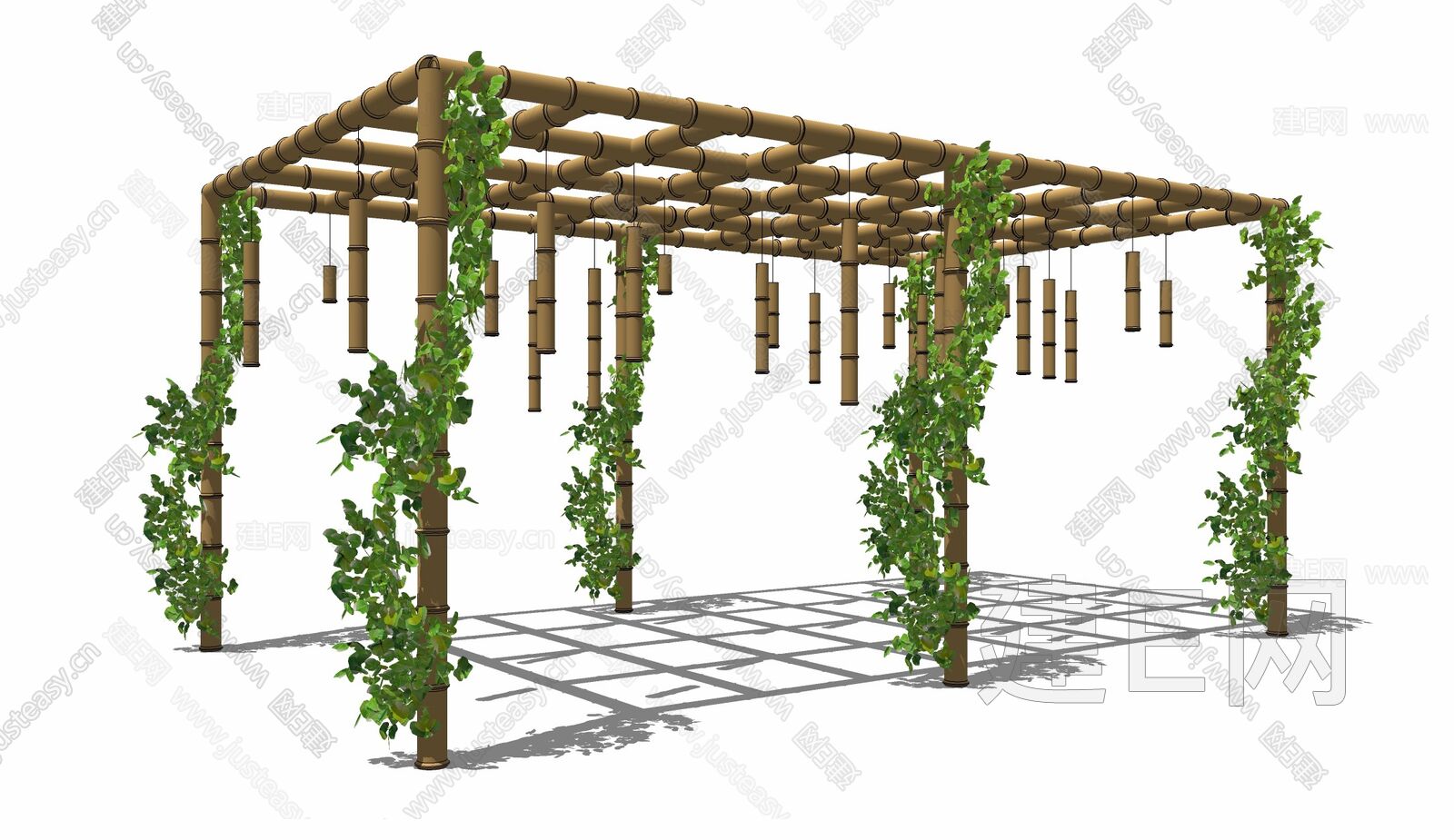 中式创意乡村田园竹棚模型SU模型下载[ID:114049159]_建e网su模型