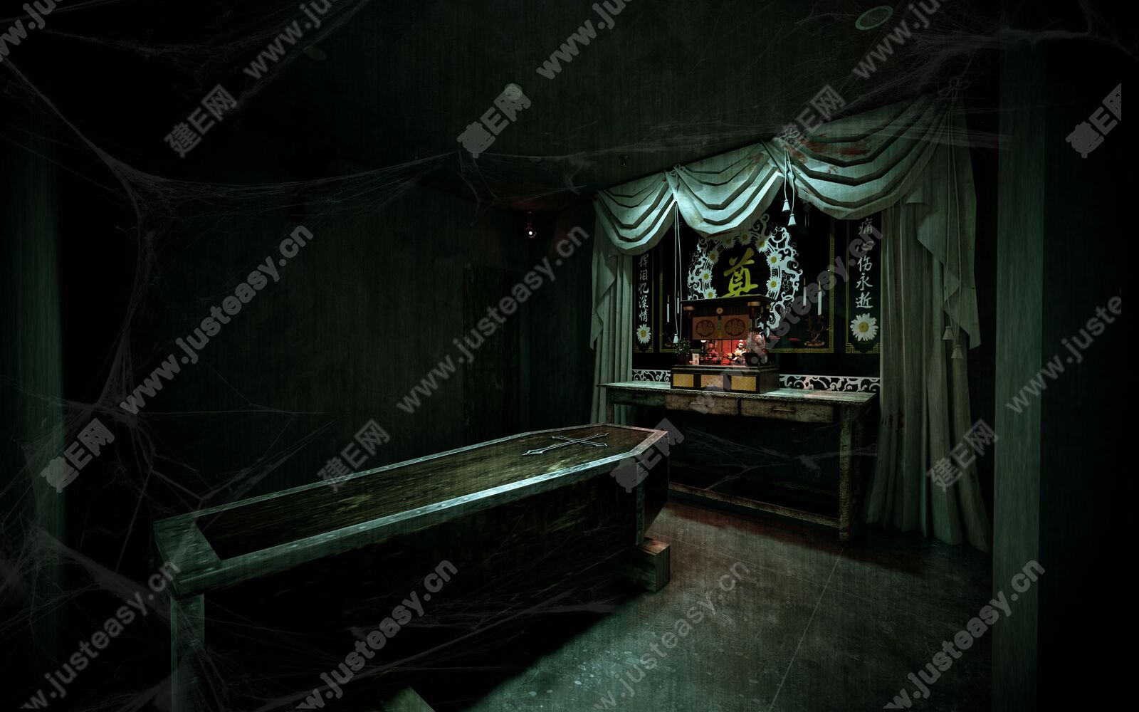 现代鬼屋灵堂场景sketchup模型