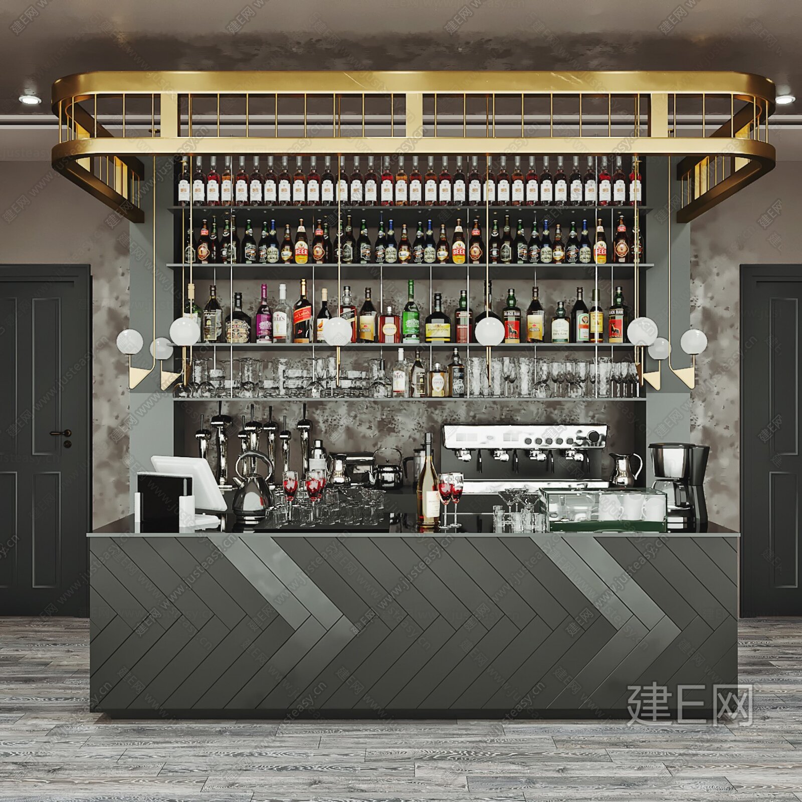 现代酒吧前台3d模型下载[ID:105334484]_建e网3d模型