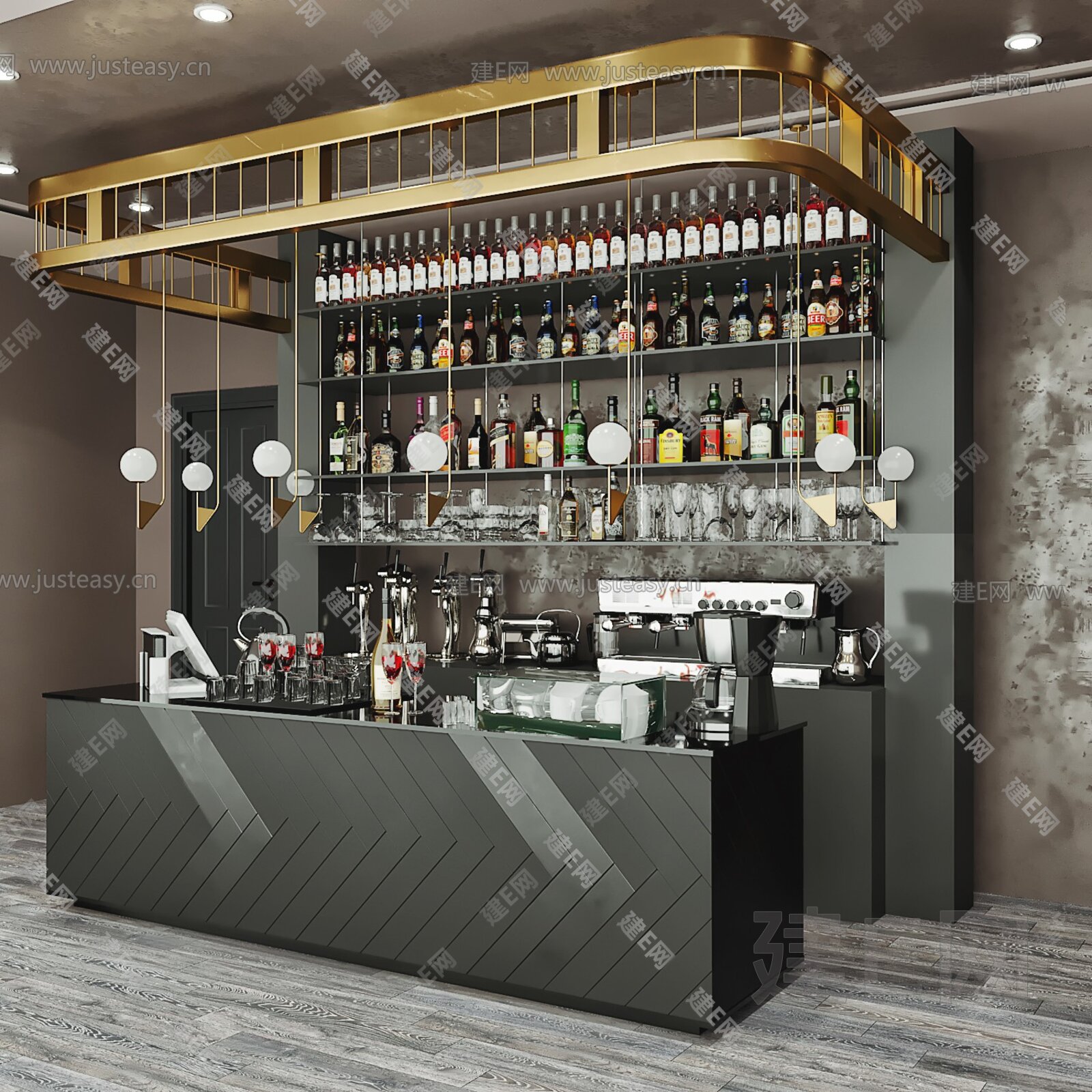 现代酒吧前台3d模型下载[ID:105334484]_建e网3d模型