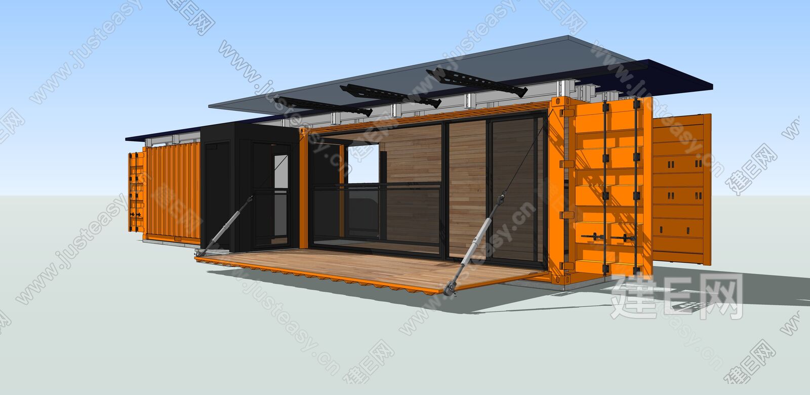 现代集装箱建筑模型SU模型下载[ID:116211787]_建E室内设计网