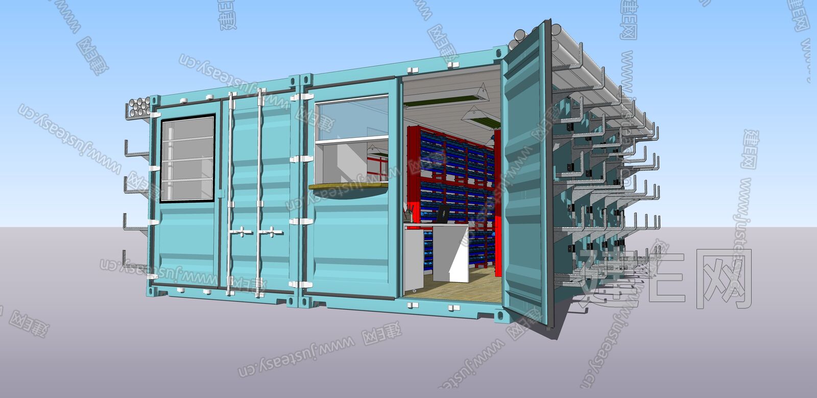 现代集装箱特色建筑模型SU模型下载[ID:116211898]_建E室内设计网