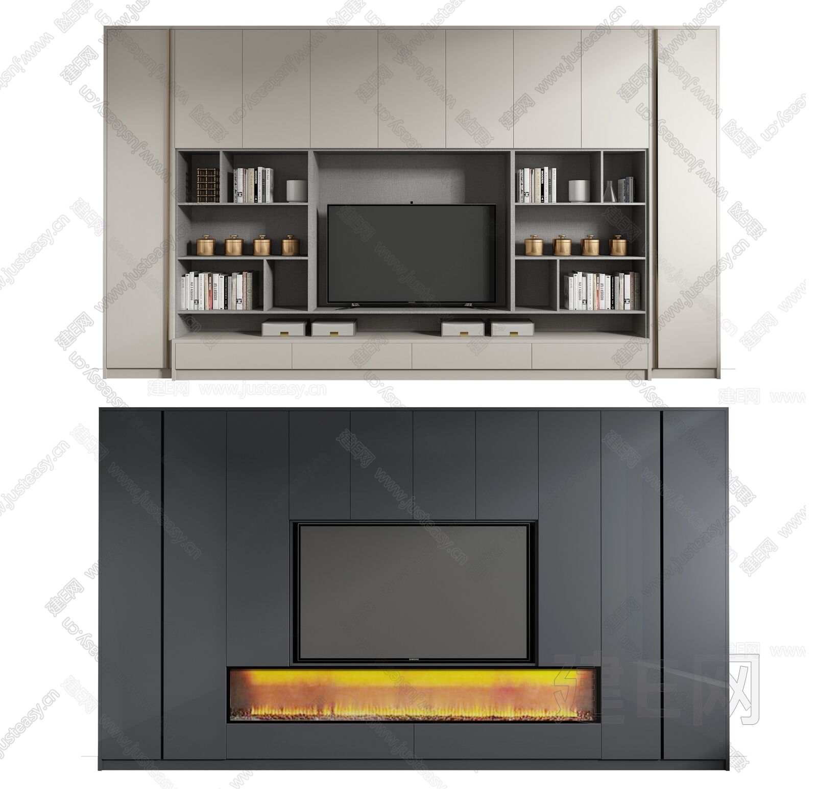现代电视柜模型SU模型下载[ID:116408473]_建e网su模型