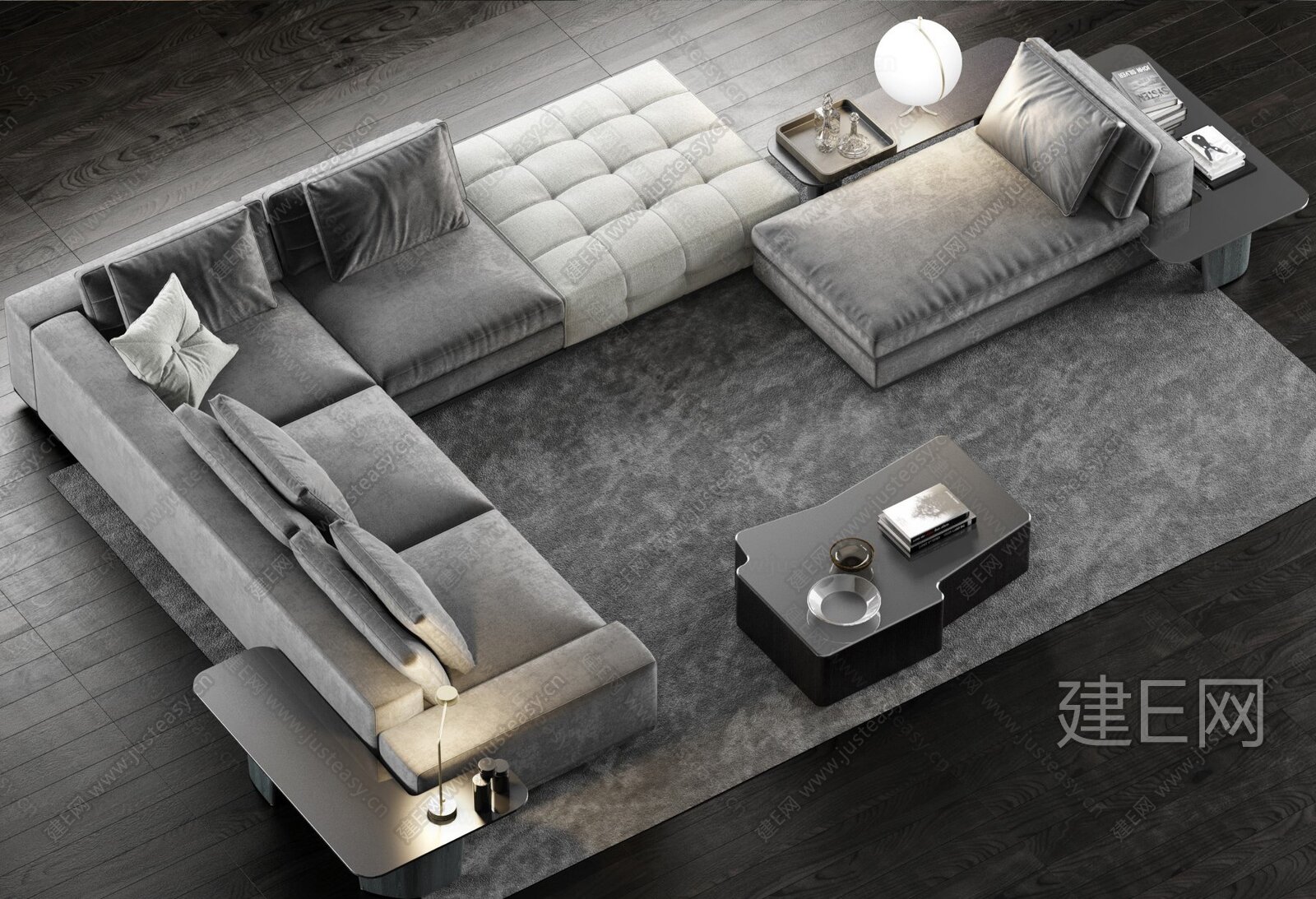 意大利 米洛提 minotti 现代沙发茶几组合模型SU模型下载[ID:107564026]_建e网su模型