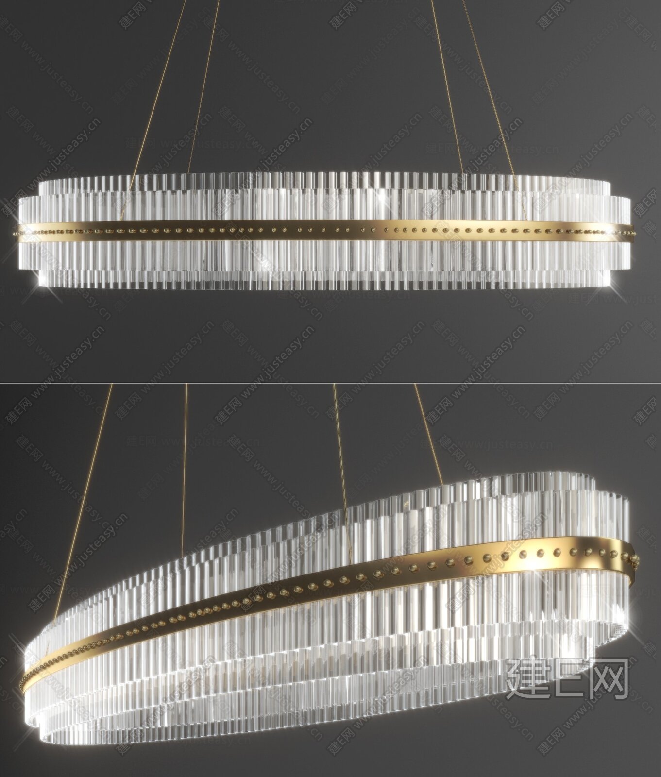 现代轻奢水晶吊灯模型SU模型下载[ID:107891492]_建e网su模型