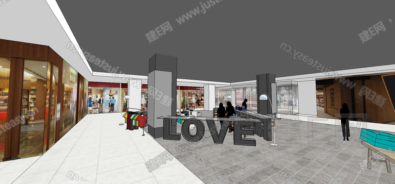 现代风格综合商场模型SU模型下载[ID:110313499]_建e网su模型