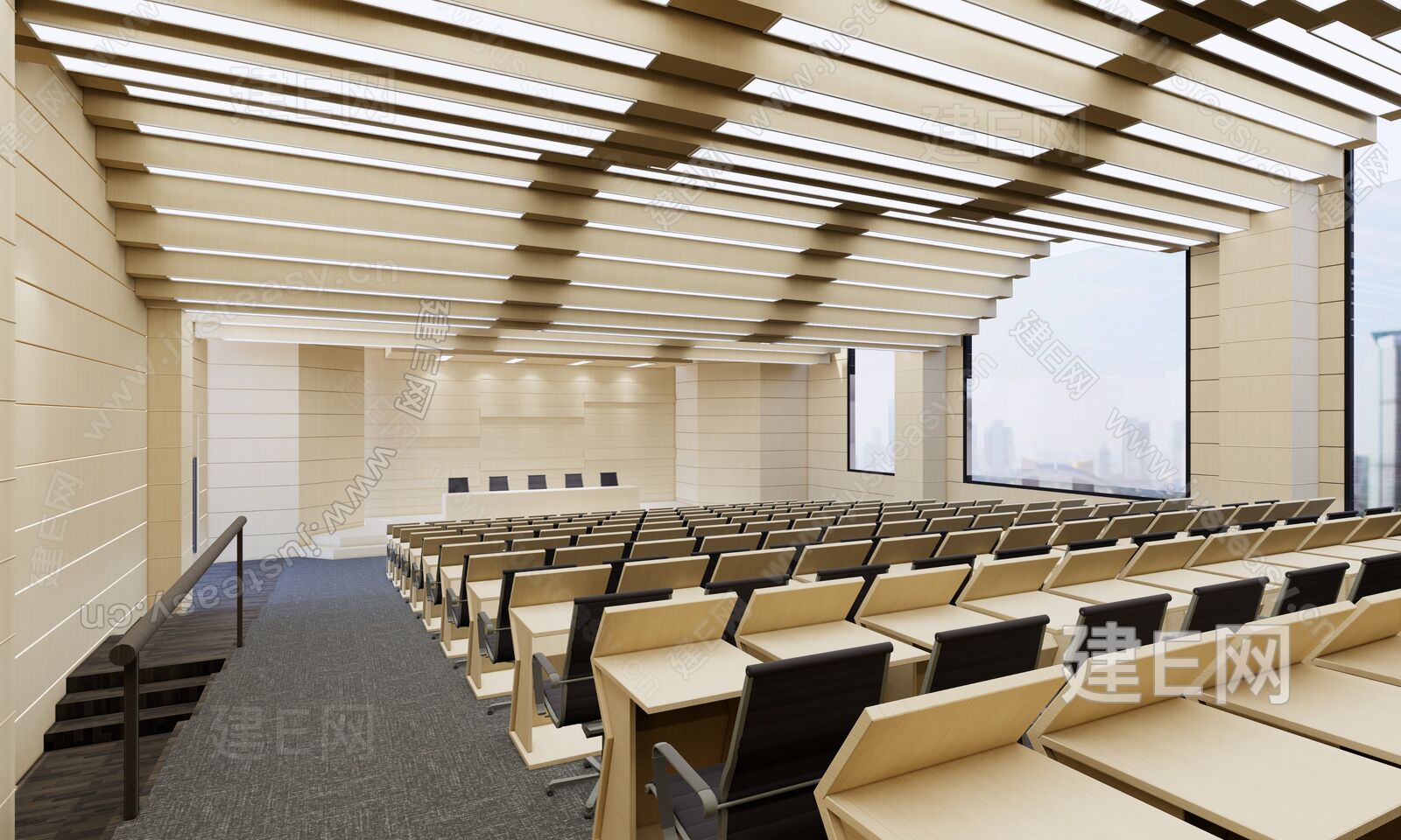 现代多功能会议室模型SU模型下载[ID:112541809]_建E室内设计网