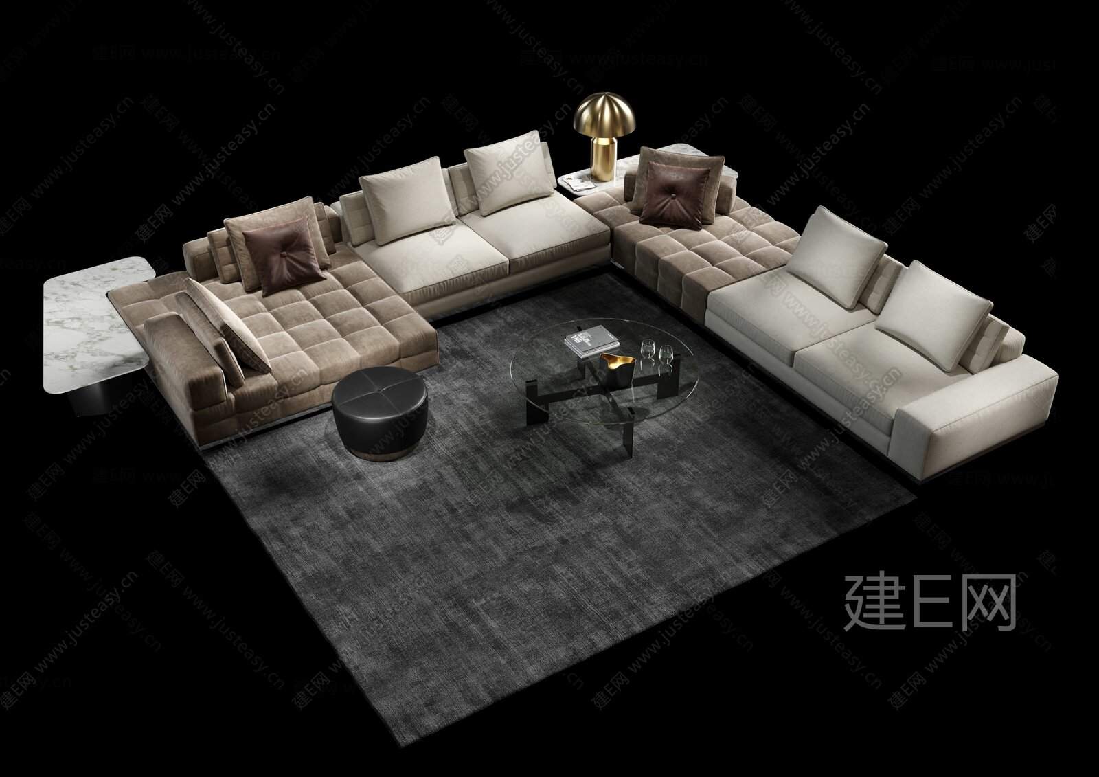 【意大利 米洛提 minotti 现代沙发茶几组合3d模型】建E网_意大利 米洛提 minotti 现代沙发茶几组合3d模型下载[ID ...