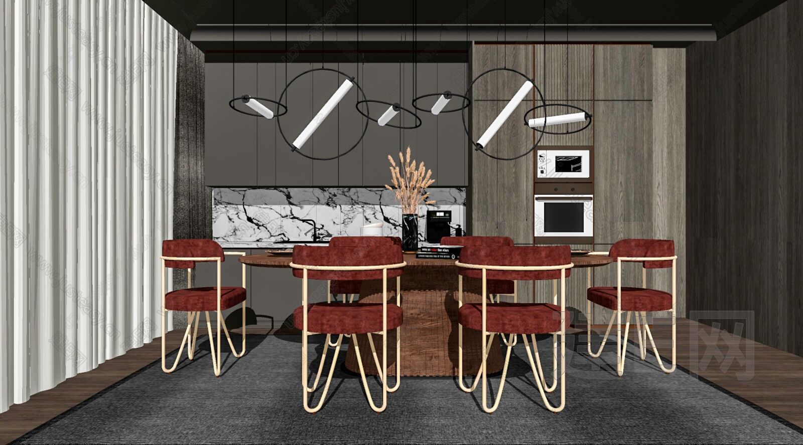 现代餐厅模型SU模型下载[ID:105267975]_建e网su模型