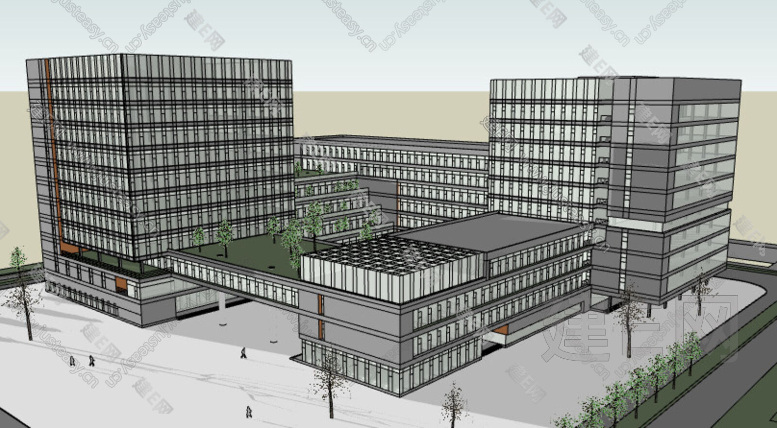 现代办公楼模型SU模型下载[ID:106972093]_建e网su模型
