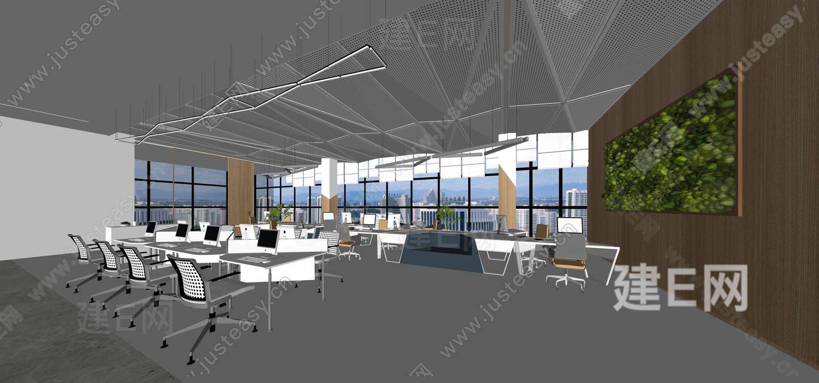 现代办公室模型SU模型下载[ID:107823996]_建e网su模型
