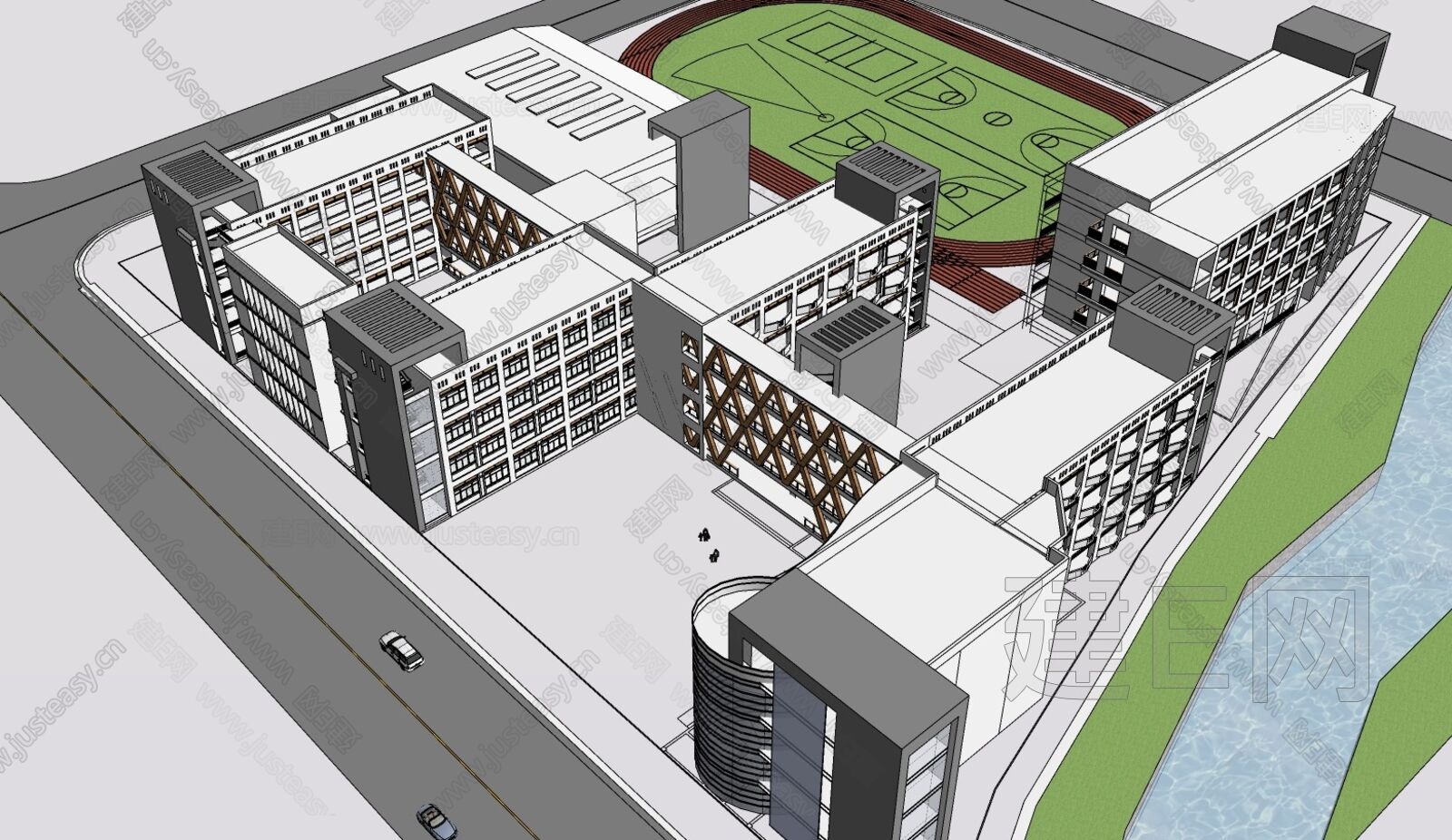 现代学校建筑sketchup模型