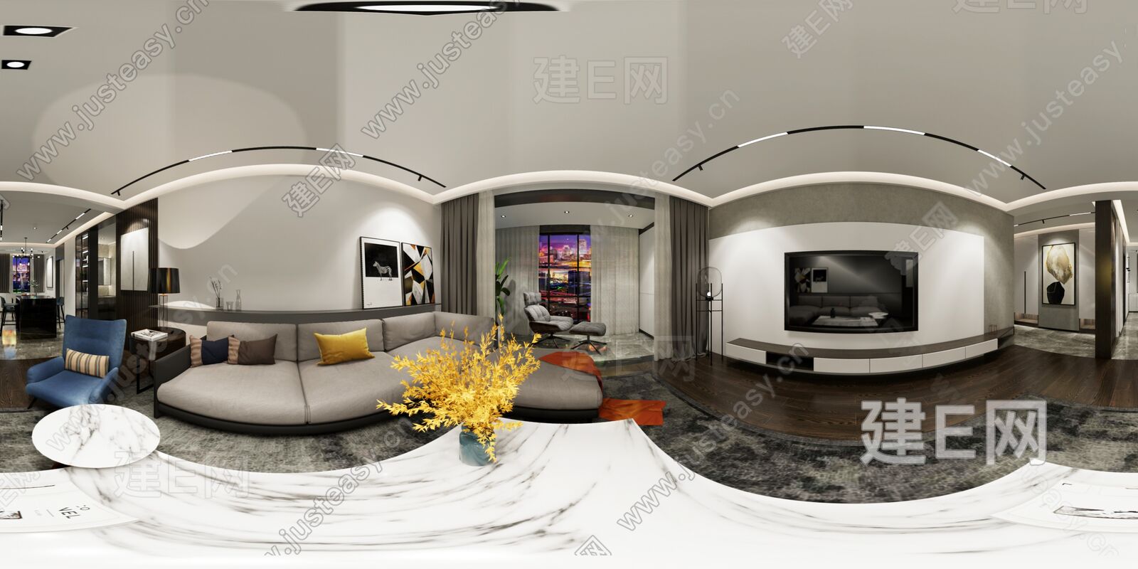 现代整体方案模型su模型下载 Id108938122 建e网su模型 