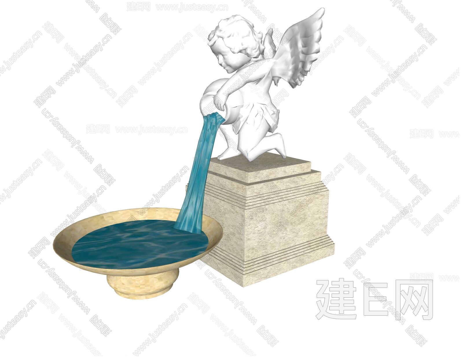 现代喷泉模型SU模型下载[ID:103105344]_建e网su模型