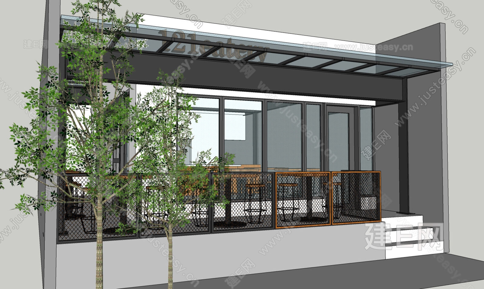 现代咖啡馆模型SU模型下载[ID:103629630]_建e网su模型