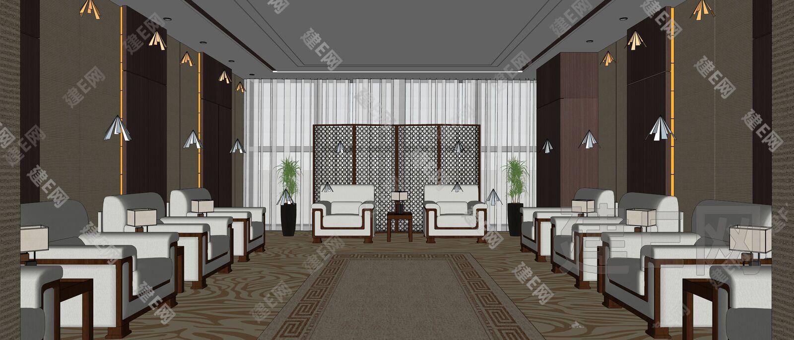 现代贵宾接待室 模型SU模型下载[ID:104219569]_建E室内设计网