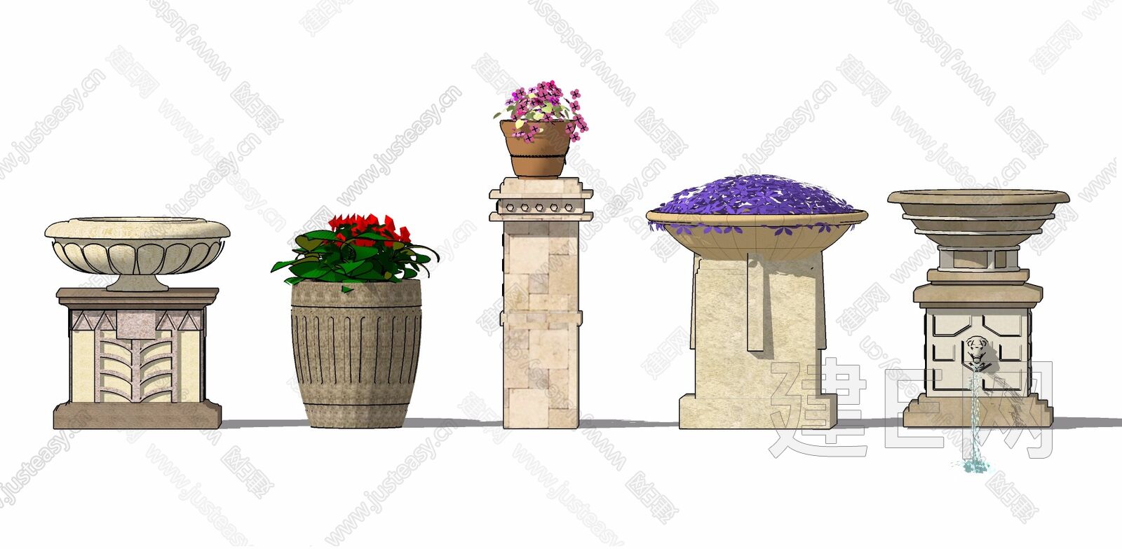 欧式花坛花钵su模型下载 Id 建e网su模型库