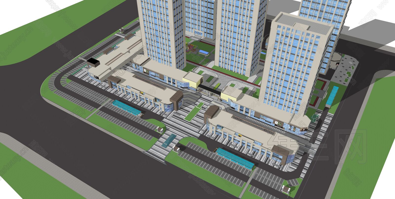 现代风格商业综合体模型SU模型下载[ID:113984462]_建e网su模型