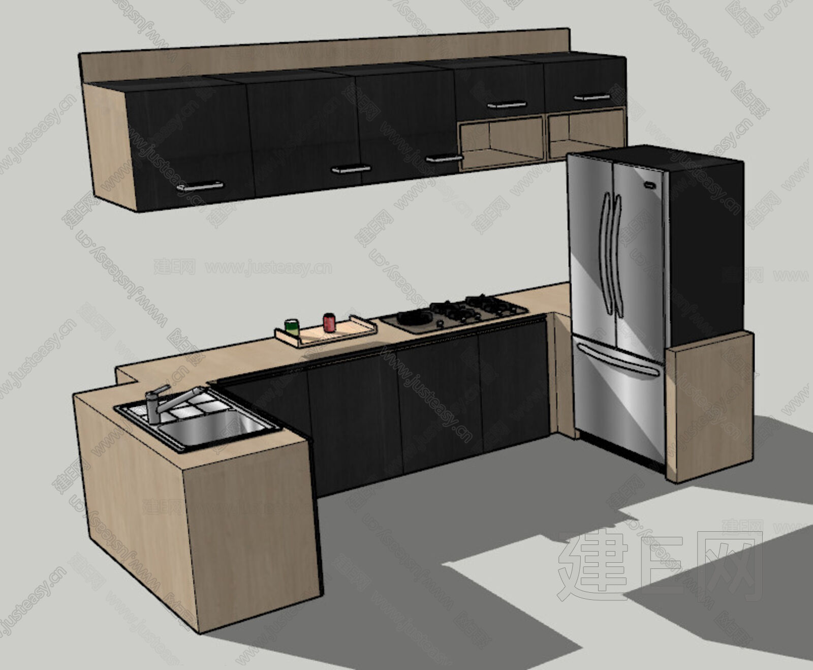 【现代厨房3d模型】建E网_现代厨房3d模型下载[ID:112740608]_打造3d现代厨房模型免费下载平台