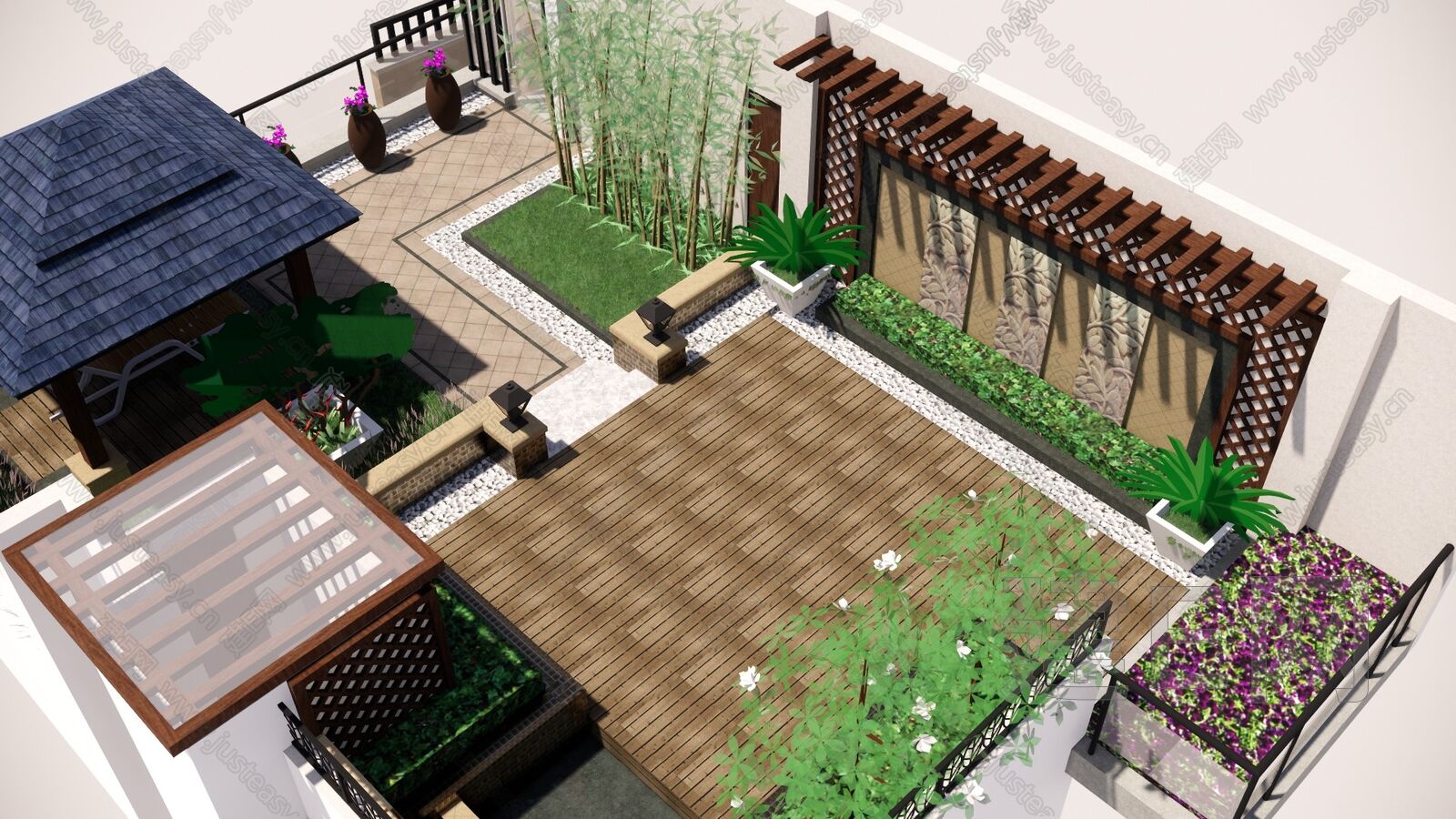 中式庭院景观-sketchup模型_sketchup模型库_建E室内设计网!