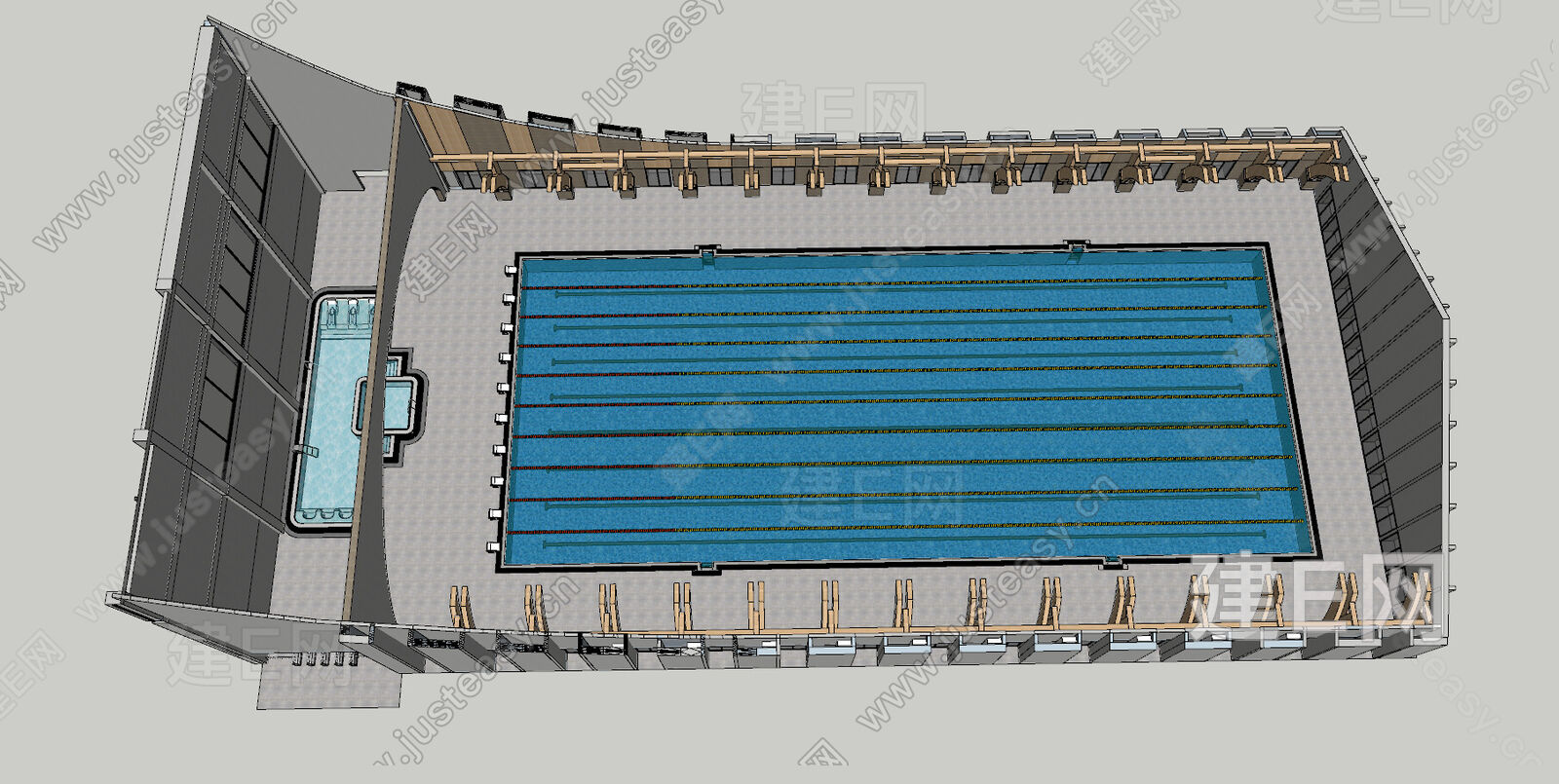 创意游泳池插图(游泳池、游泳圈、游泳、游泳垫、水)3D插图_北极熊素材库
