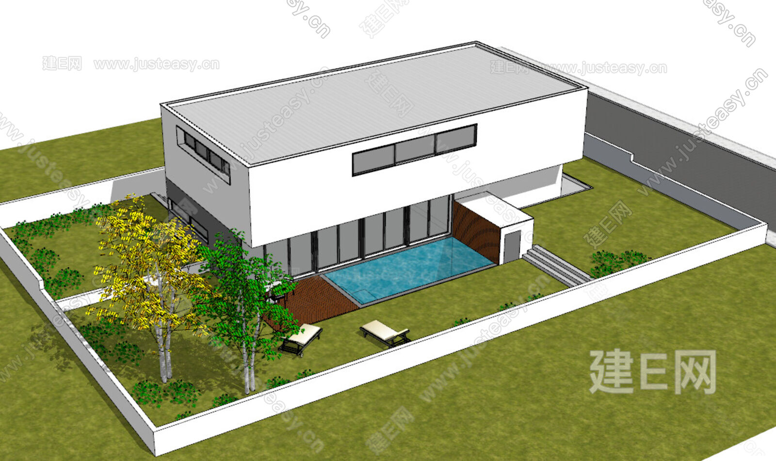 现代别墅-sketchup模型_sketchup模型库_建E室内设计网!