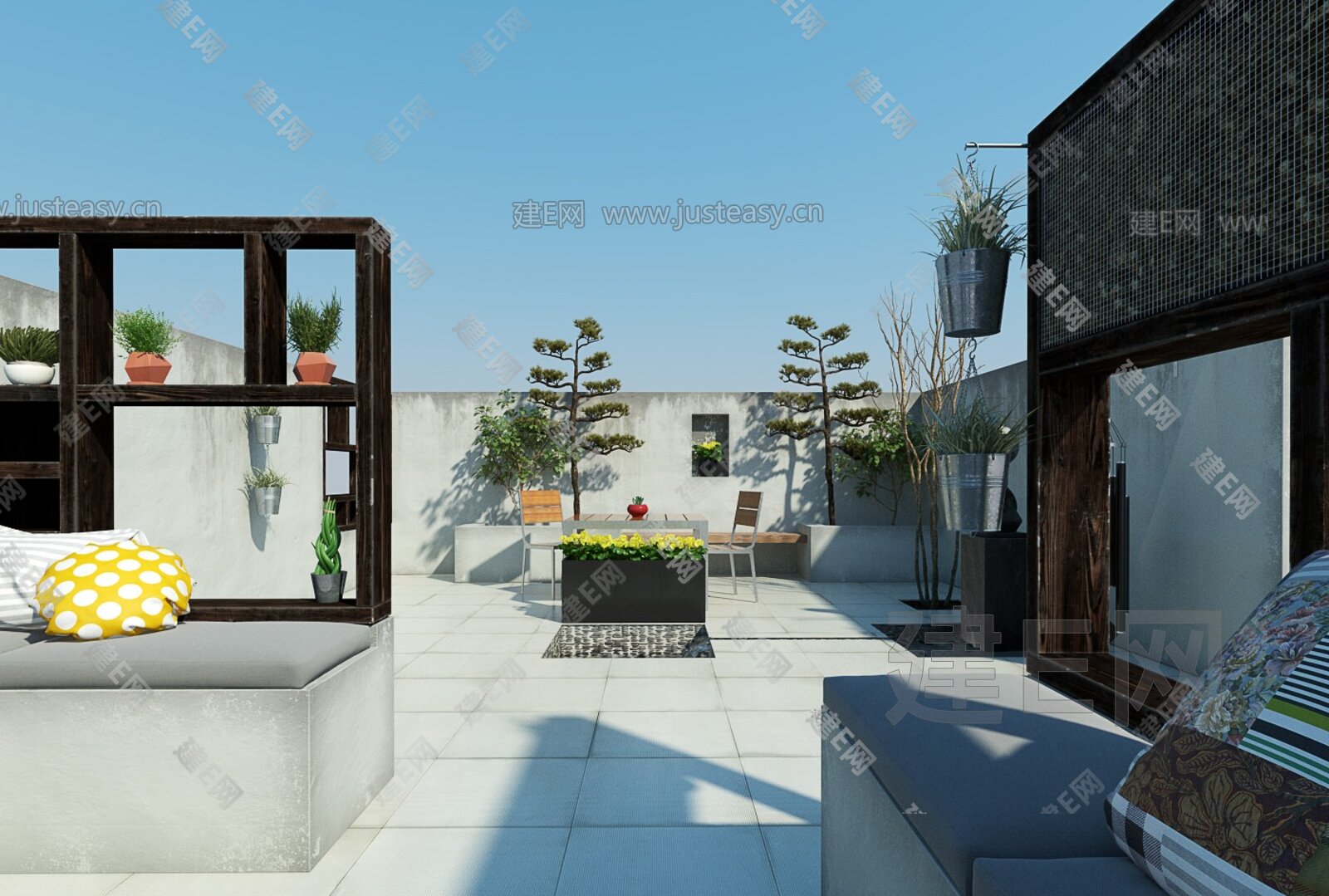 现代户外庭院花园3d模型下载[ID:108218653]_建e网3d模型