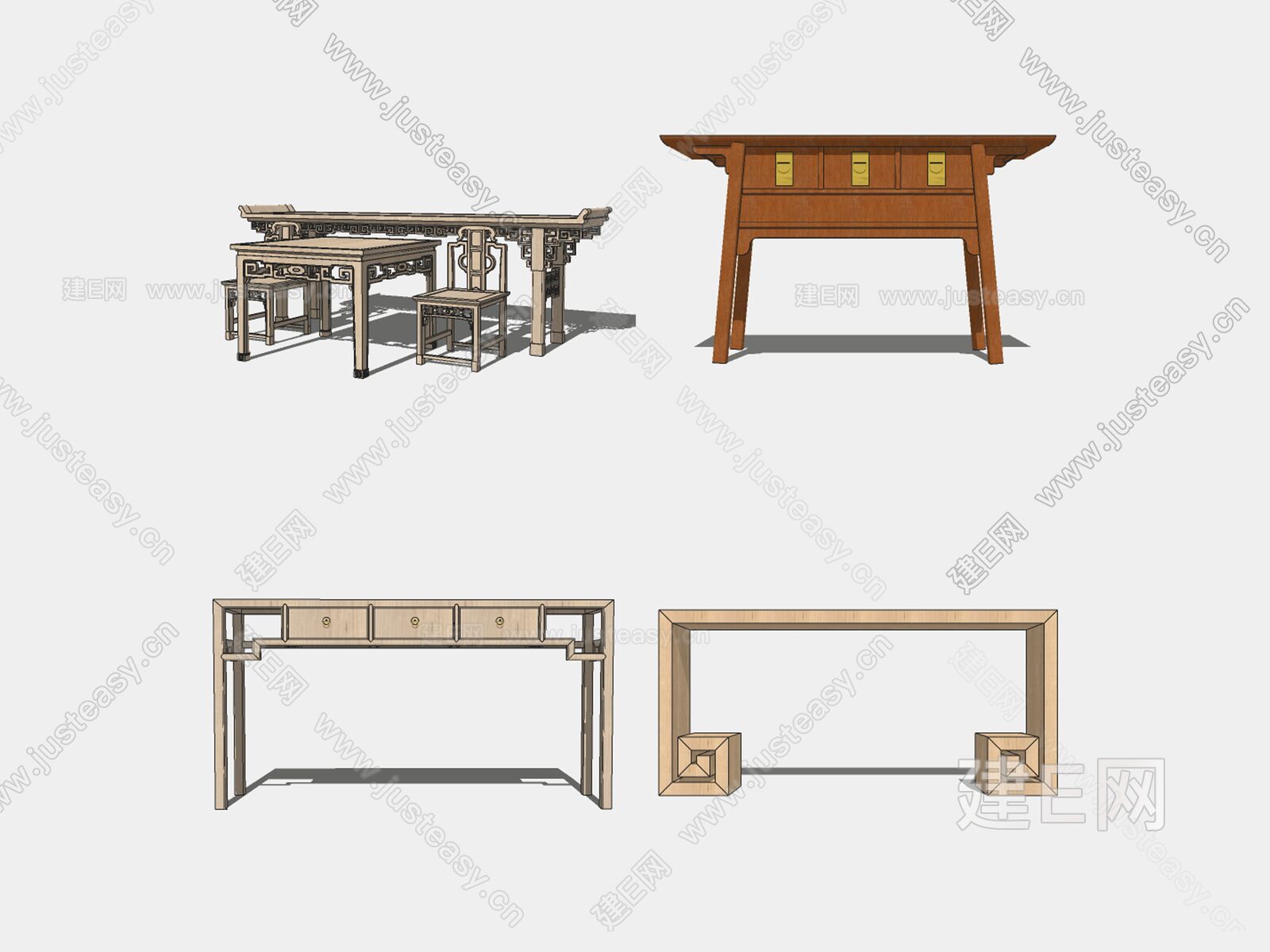 中式案台模型SU模型下载[ID:117261198]_建E室内设计网