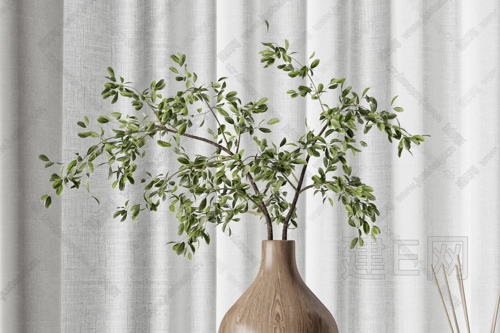 现代花瓶植物摆件 建e网3d模型下载网