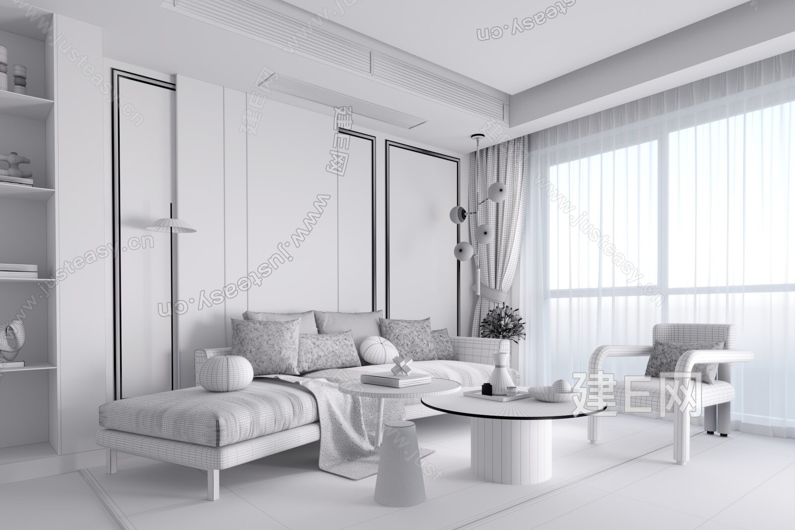 千舍设计 现代客厅3d模型