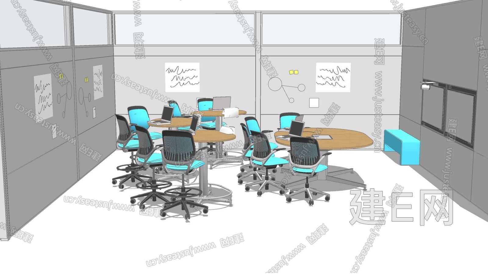 现代会议室模型SU模型下载[ID:111166395]_建e网su模型