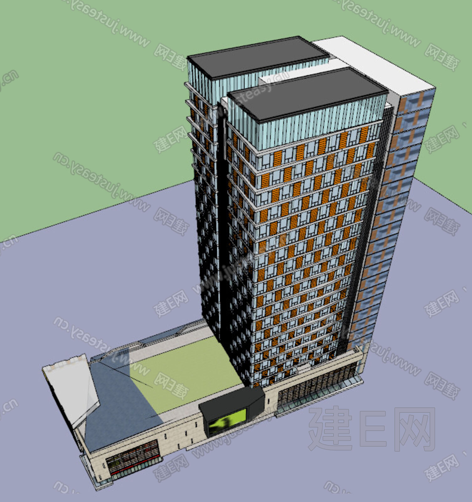 现代商业综合体模型SU模型下载[ID:111297425]_建e网su模型