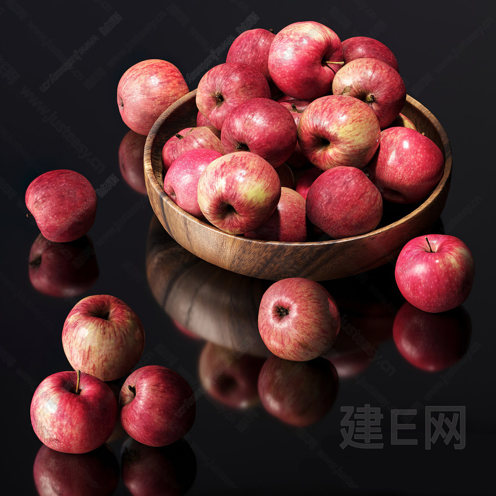 3d新鲜红苹果模型,新鲜红苹果3d模型下载_学哟网