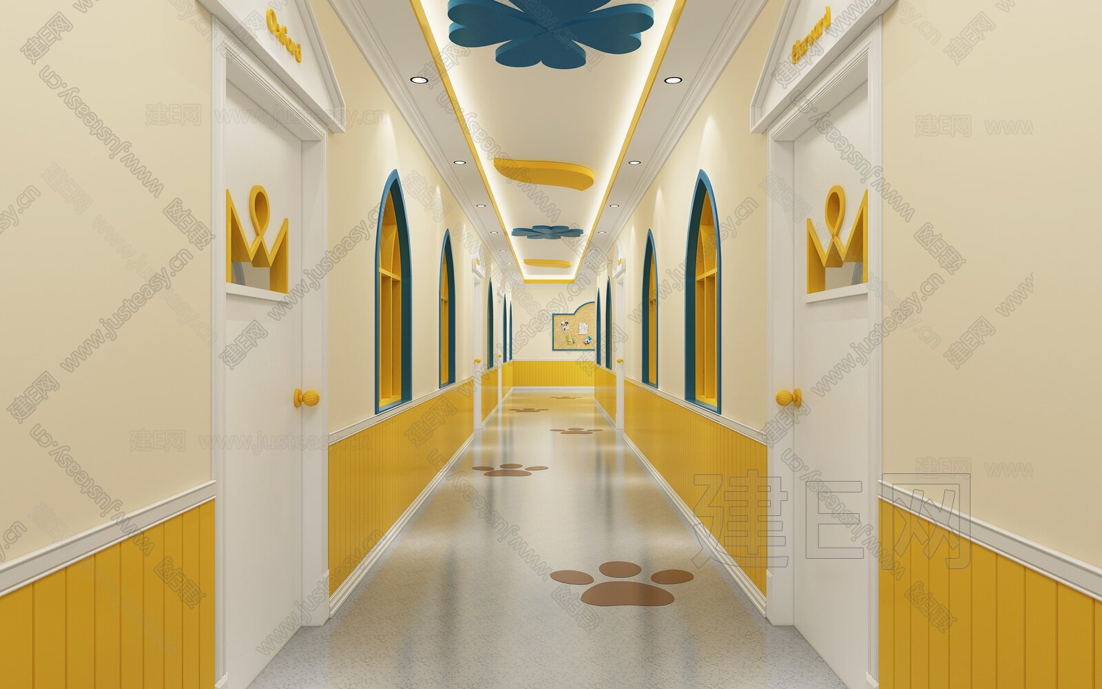 幼儿园走廊装修效果图 – 设计本装修效果图