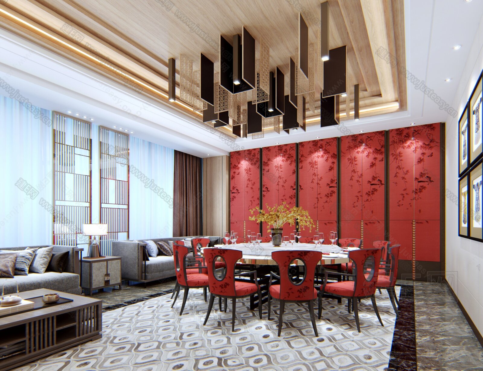 新中式酒店包间|空间|室内设计|Z37715446 - 原创作品 - 站酷 (ZCOOL)