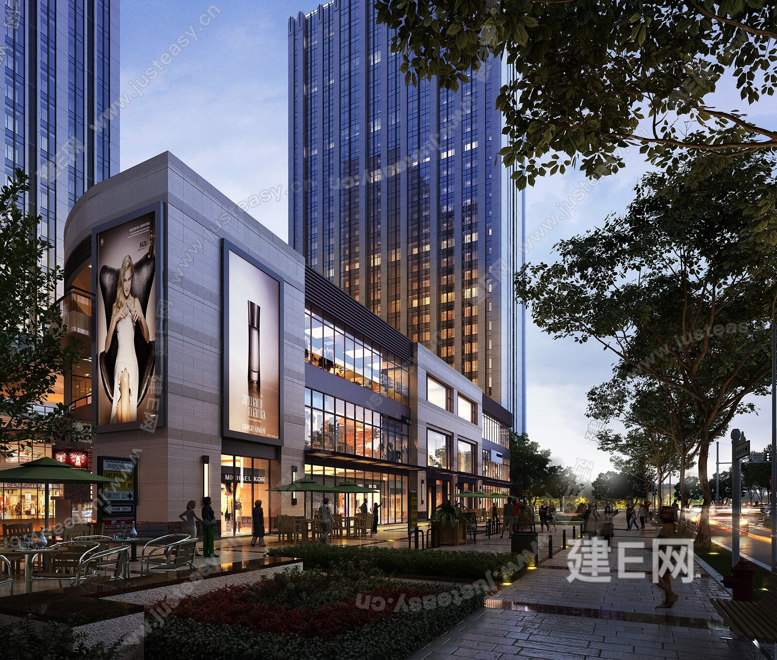 现代商业街建筑3d模型