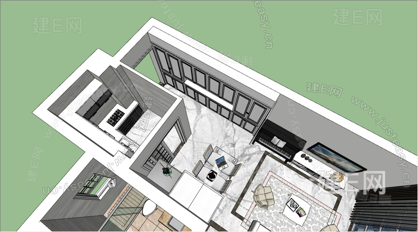 现代家装设计方案模型SU模型下载[ID:108806876]_建e网su模型