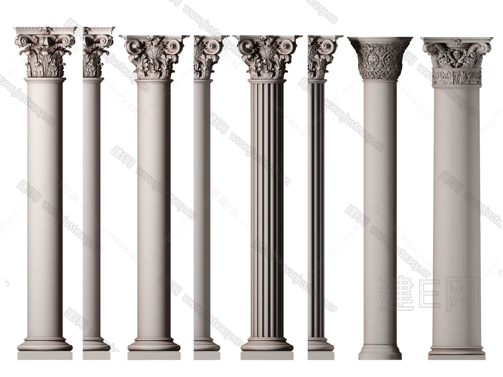 欧式罗马柱 方形柱 石膏柱su模型下载_ID14054102_sketchup模型下载-欧模网