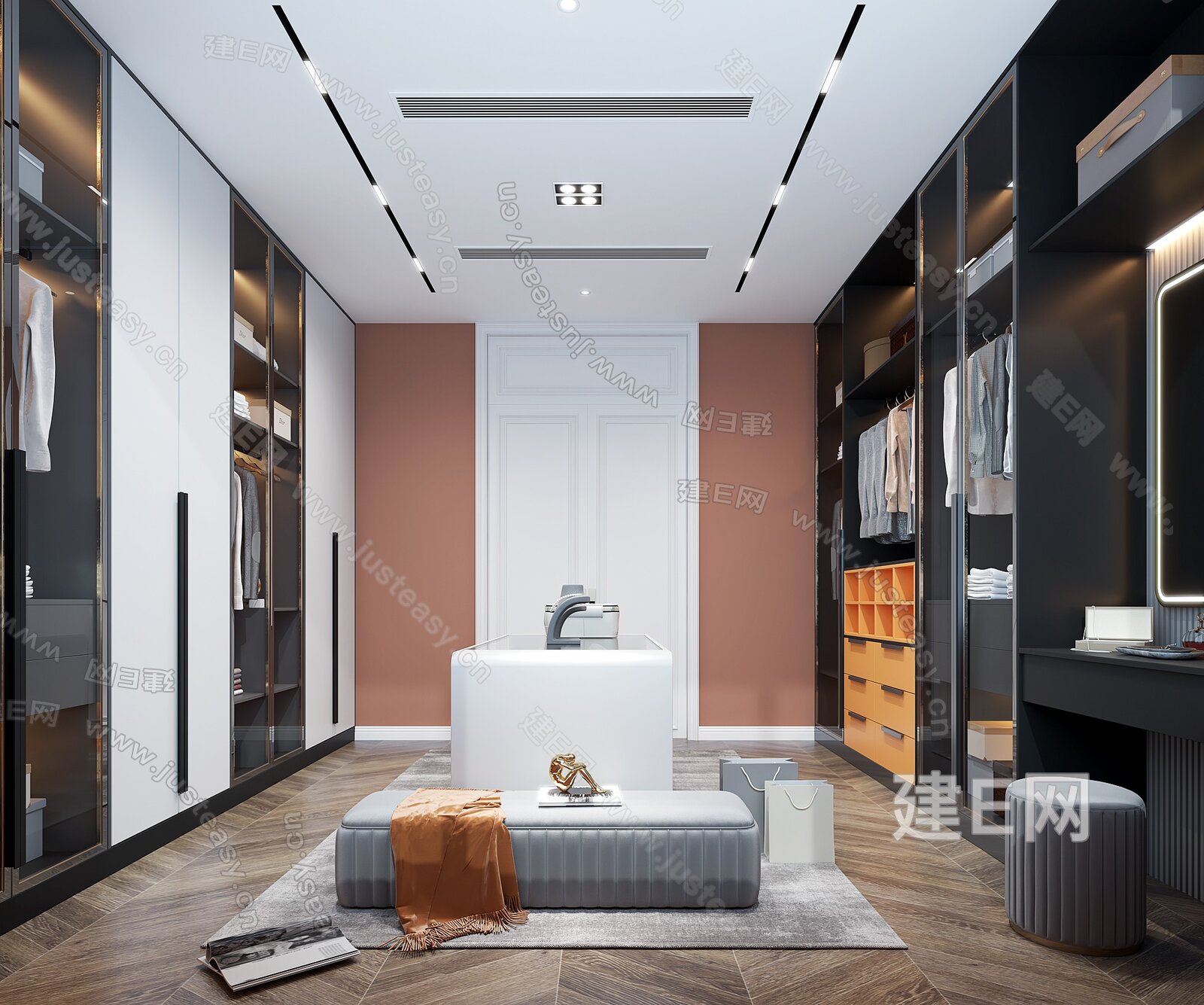 现代轻奢衣帽间模型SU模型下载[ID:104417681]_建e网su模型