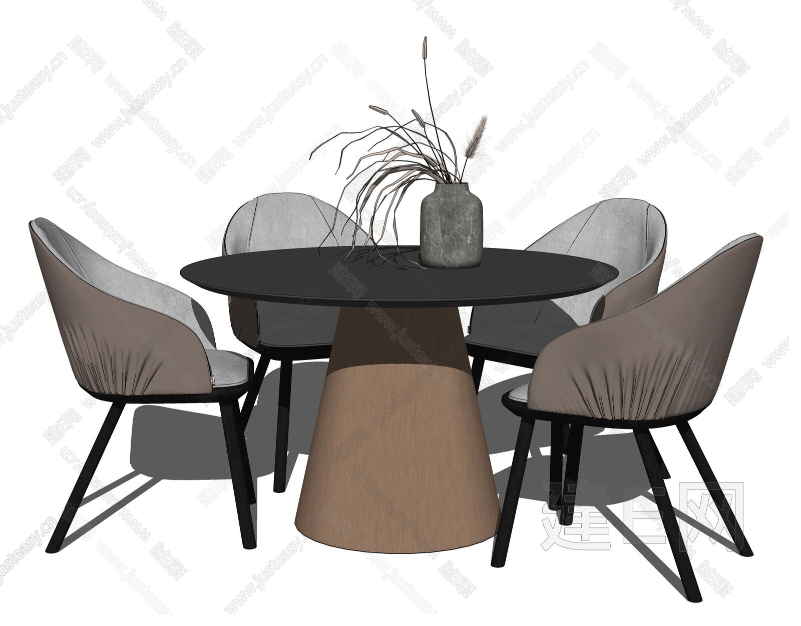 【餐桌椅组合3D模型】_白灰棕JPG大尺寸北欧2014餐桌椅组合3d模型下载_ID340577_免费3Dmax模型库 - 青模3d模型网