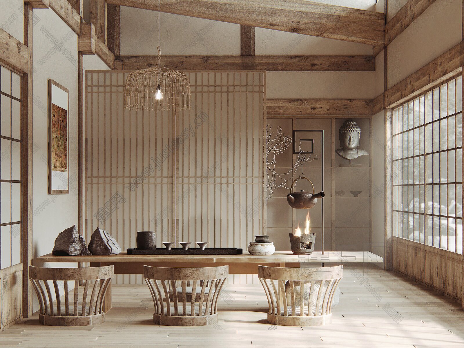 禅意日式茶室，感悟生活片刻宁静 - ASH设计设计效果图 - 每平每屋·设计家