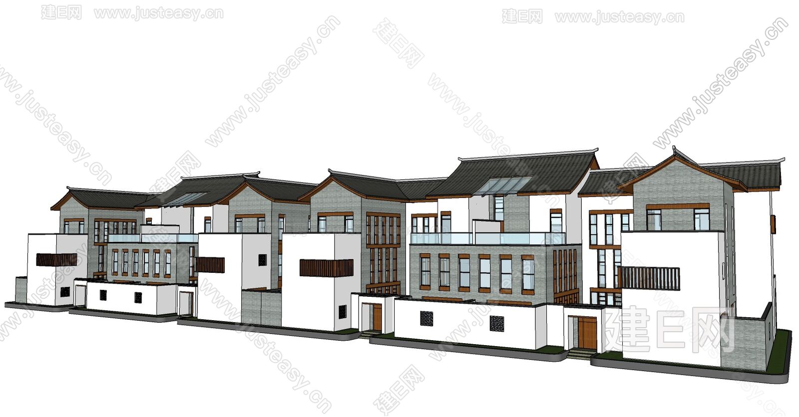 新中式别墅模型SU模型下载[ID:104481496]_建e网su模型